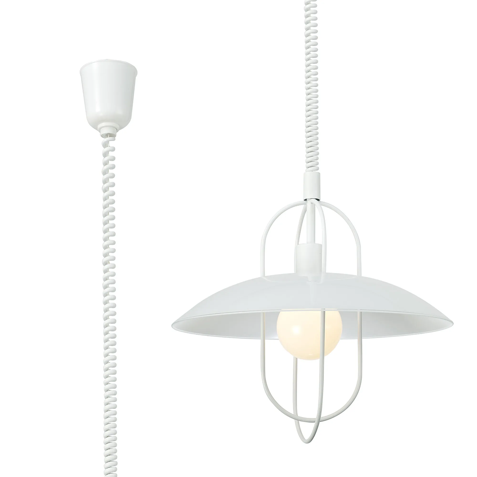 D0268  Riva Glass Rise & Fall Pendant 1 Light Matt White